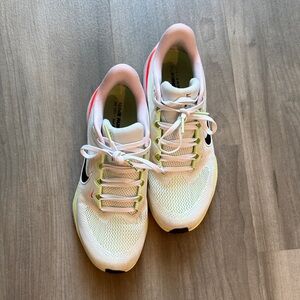 Nike White and Black Sneakers with hot pink and neon green Accents